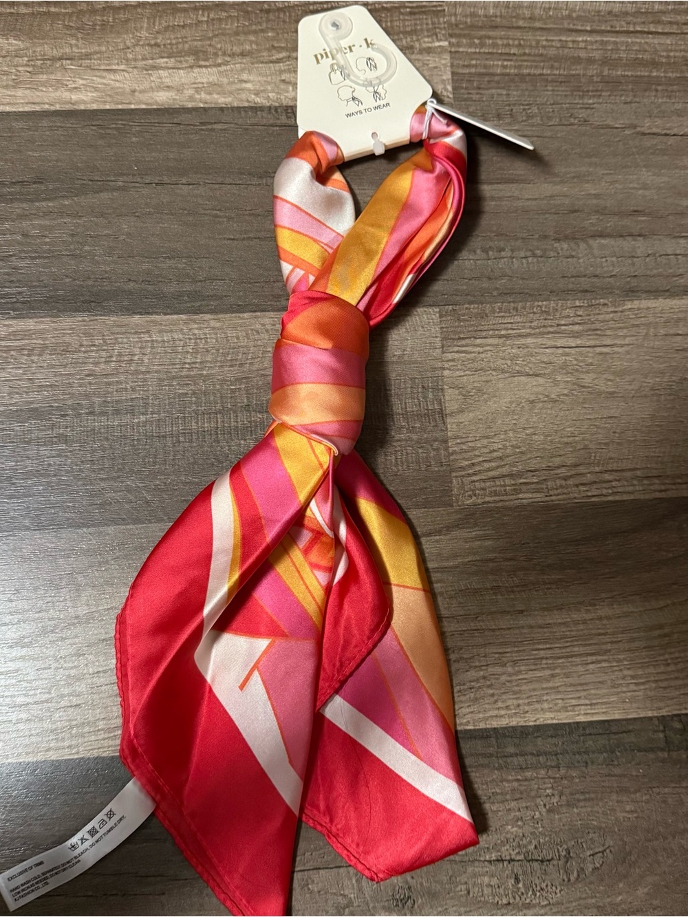 Piper Pink and Gold Patterned Satin Neck Scarf